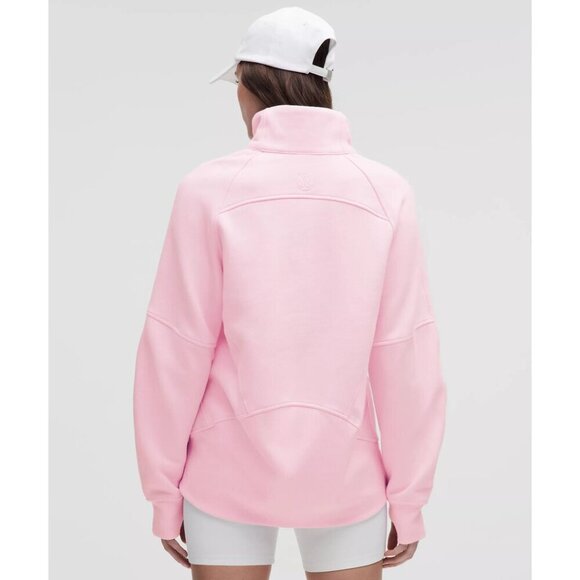Scuba Oversized Funnel-Neck Half Zip Long - Pink Organza - Picture 2 of 3